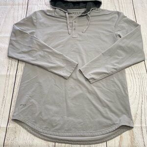 BYLT Premium Basics Men’s Lux Light Gray Hooded Long-Sleeve Henley Large